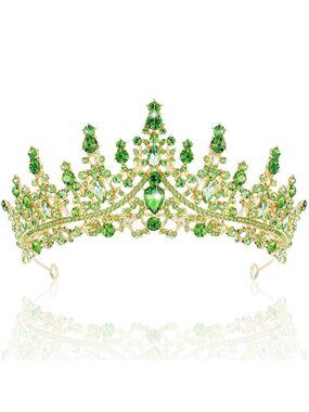 Light Green Rhinestone Princess Tiara Crown For Women Crystal Queen Headpiece